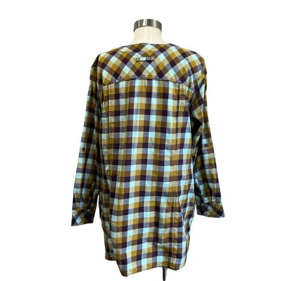 Duluth Trading Flannel Tunic Plaid Long Sleeve Cotton Blend Button Shirt 1X - Picture 3 of 9